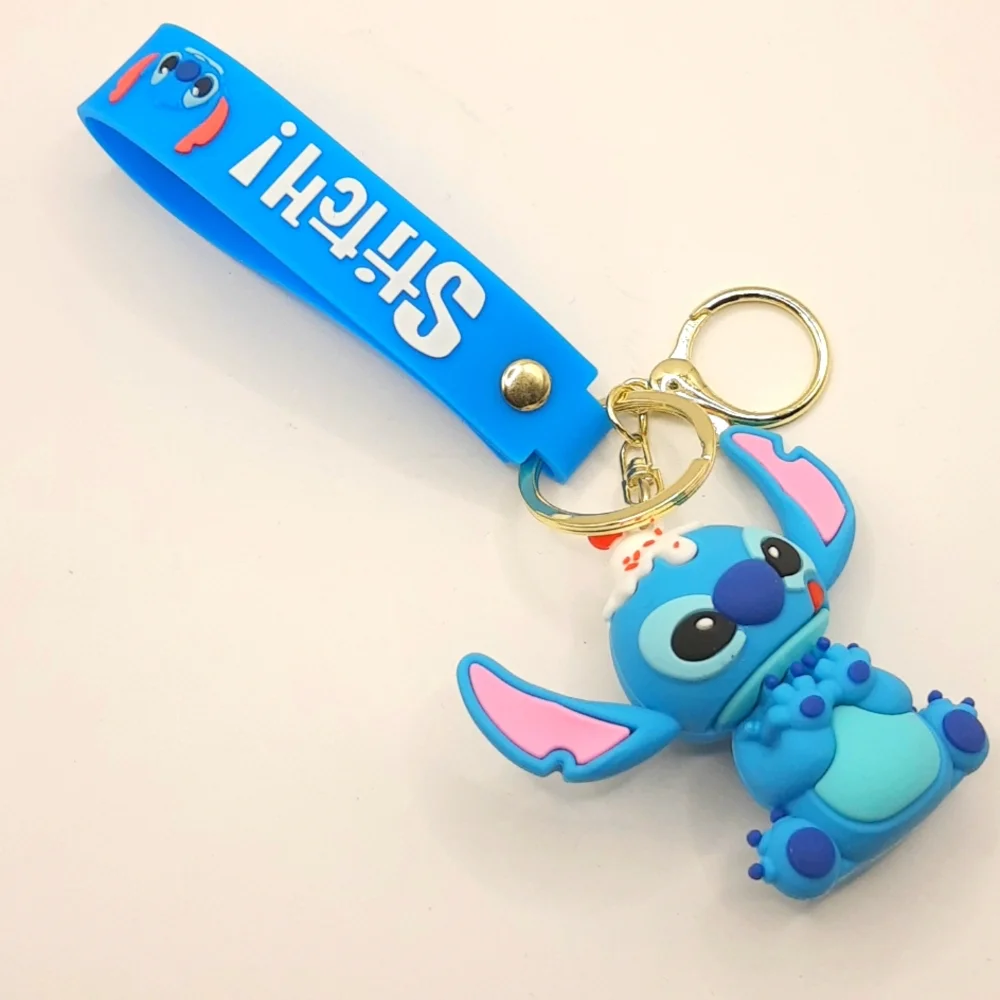 Disney Lilo Stitch Funny Stitch Sundae Silicone 3D Keychain Bag Pendant Keyring
